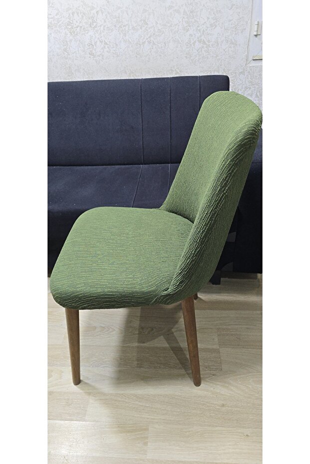 Jakarli Ağaç Desen Yüksek Kaliteli Esnek Lastikli Oval Sandalye Kılıfı 1 Adet - 4