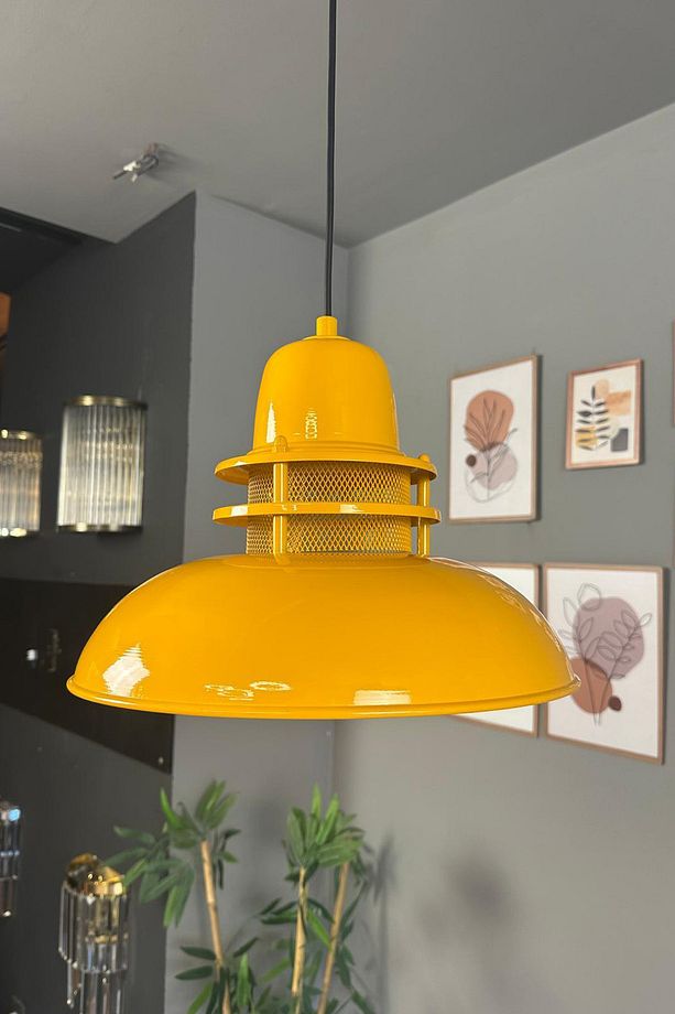 Fener Sarı Avize Tekli Sarkıt Cafe Restoran Mutfak Salon Masaüstü Lamba Aydınlatma Modelleri - 3