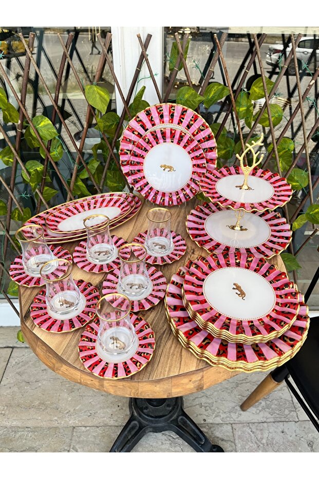 Pembe leopar 27 prç kahvaltı seti - 5