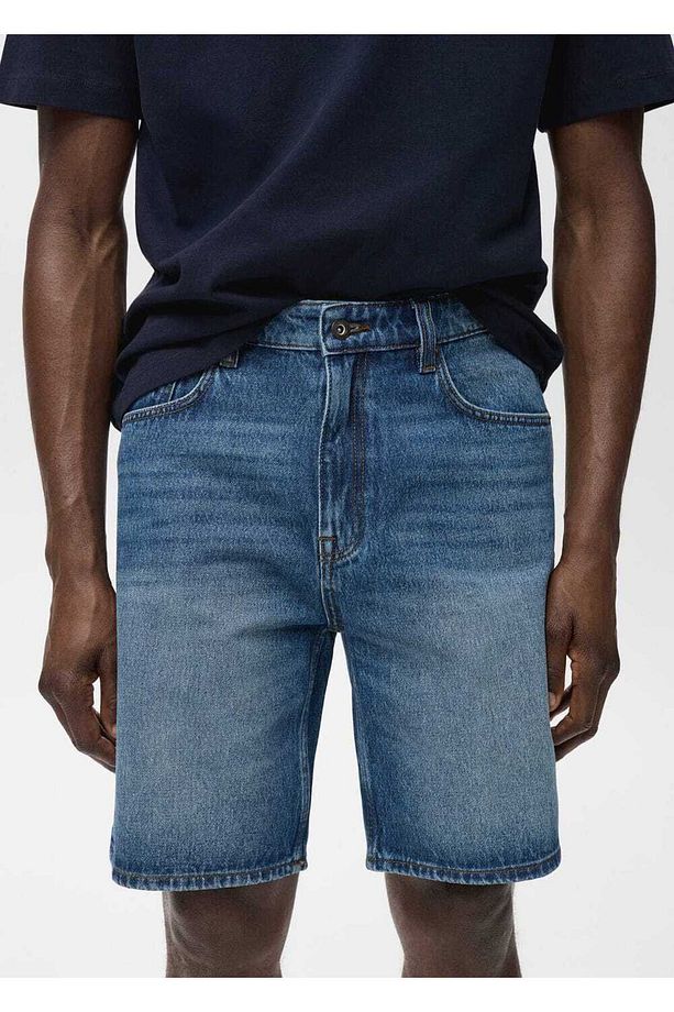 Regular fit jean bermuda şort - 7