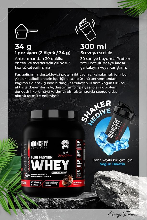 Whey Protein 885 G (26 SERVİS) - Kas Yapılanmasına Yardımcı (INSTANT KAHVE İÇERİR) (AROMASIZ) - 3