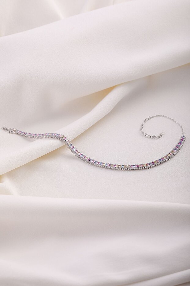 Silver Renkli Taş Kolye - 1