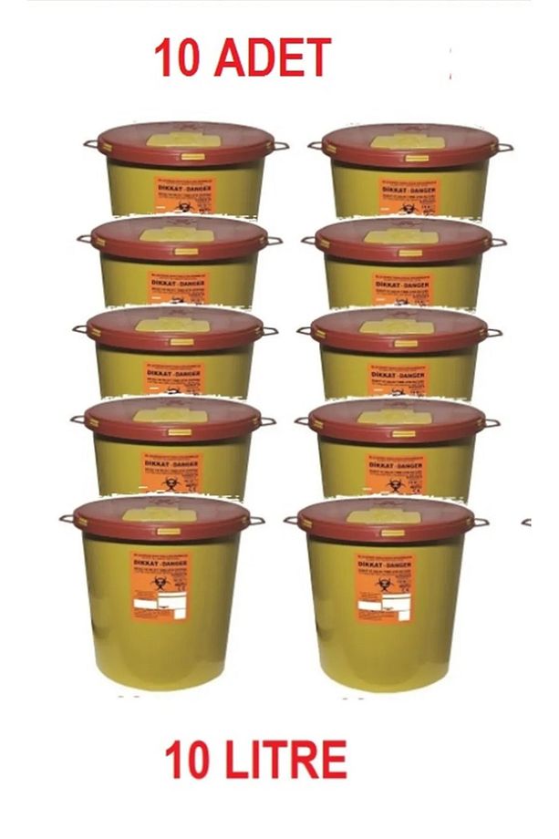 Tıbbi Atık Kutusu - Kovası Plastik 10 Adet Kilitli Kapak 10 Litre 10 Adet - 2