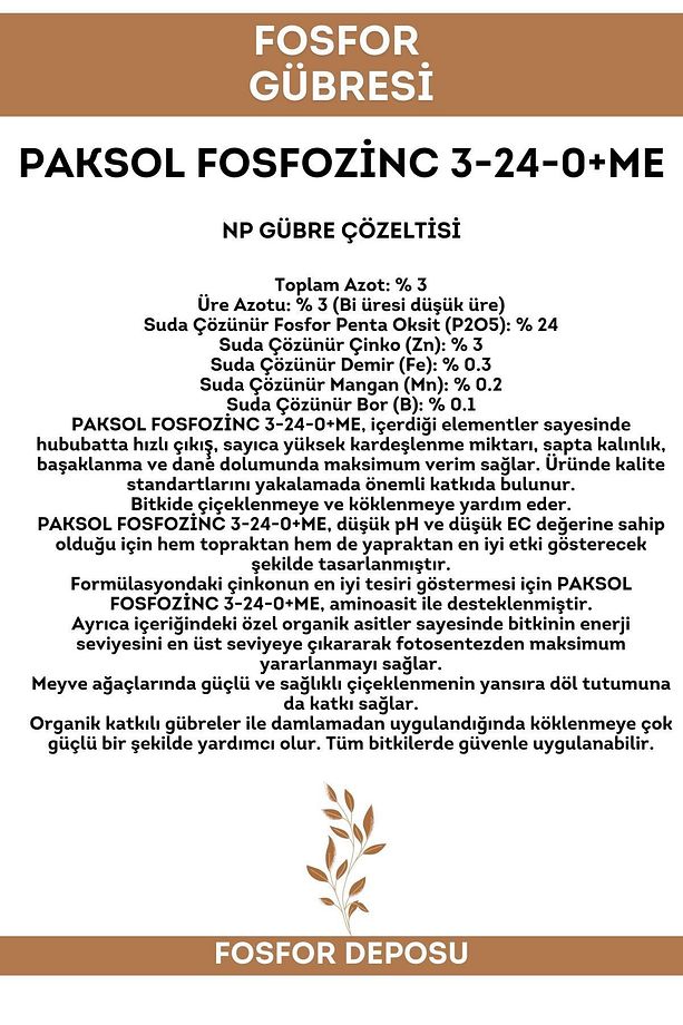 Fosforlu Sıvı Gübre Fosfozinc 1 Litre - 6