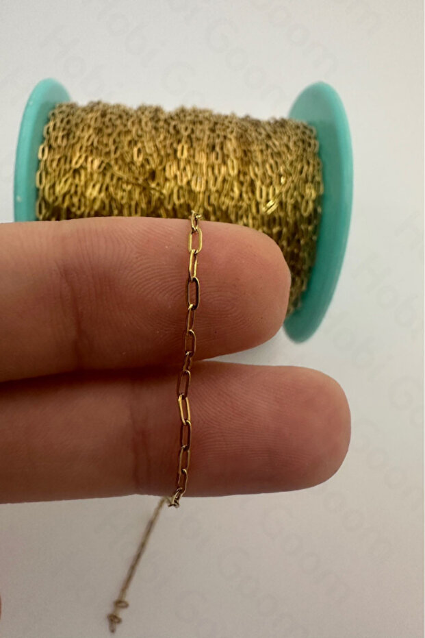 Hobi Goom Takı Yapımı / Üretimi İçin Paslanmaz Çelik Gold İpince Paperclip (Ataç) Zincir | 1 metre