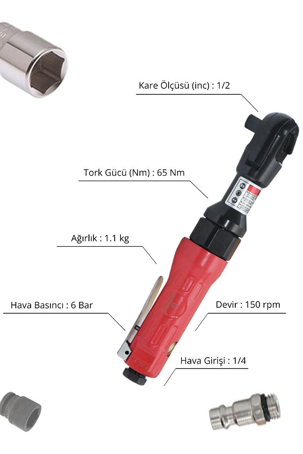 1/2 Havalı Cırcır Kolu Gpc1201 - 4