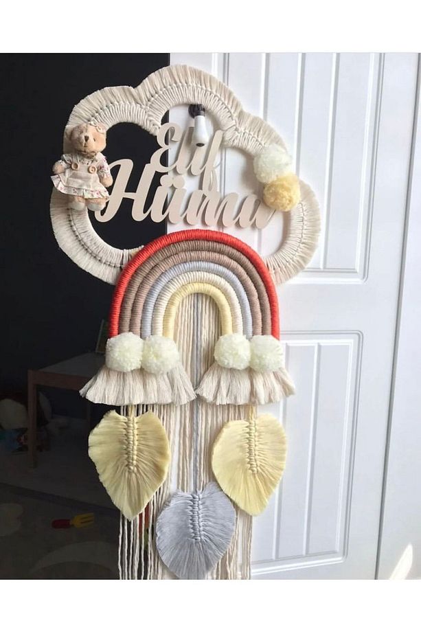 Makrome Ayıcklı Bulut Bebek Kapı Süsü - 2
