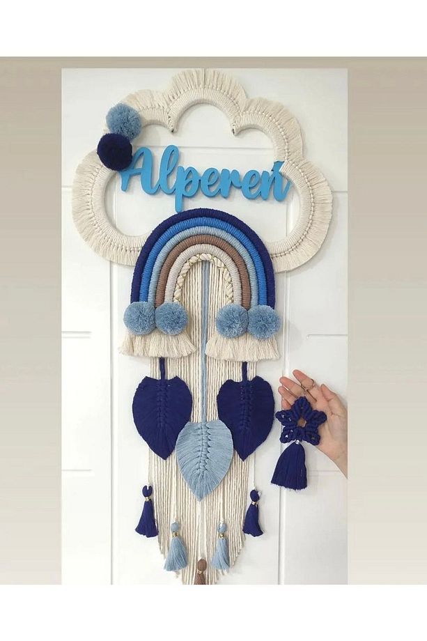 Bebek/çocuk Hediyelik Isimli Makrome Bulut Kapı Süsü Hastahane Kapı Süsü Bebek Odası Kapı Süsü - 1