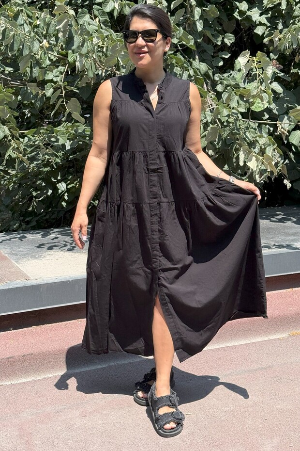 Dominant Collar Fold Maxi Length Shirt Dress 1638