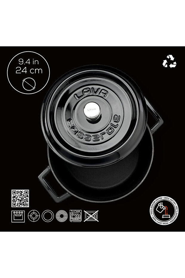 Döküm Yuvarlak Tencere. Trendy Çap(Ø) 24cm. - 5