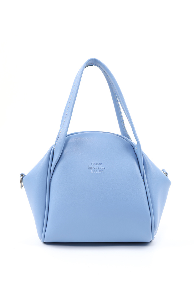 Blue Shk132 Faux Leather, Zippered Single Compartment, Snap Detail, Hand, Arm and Shoulder Bag