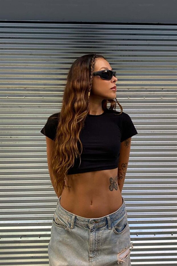 Flaw Atelier Basic Siyah Crop - 6