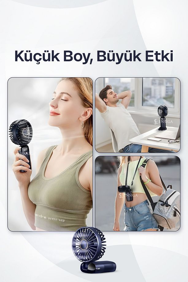 Lcd Ekranlı Şarjlı Mini El Boyun Masa Fanı Seyahat Taşınabilir Fan Aralığı Şarjlı Yüksek Şarj - 4