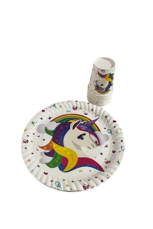 Unicorn Temalı Kağıt Tabak Ve Bardak Parti Seti 8 Kişilik - 2