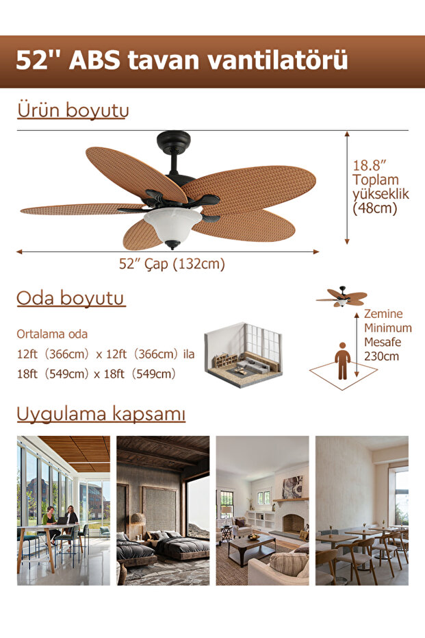 DLC CARPINTEIRO TAVAN VANTİLATÖRÜ 132 CM - 5