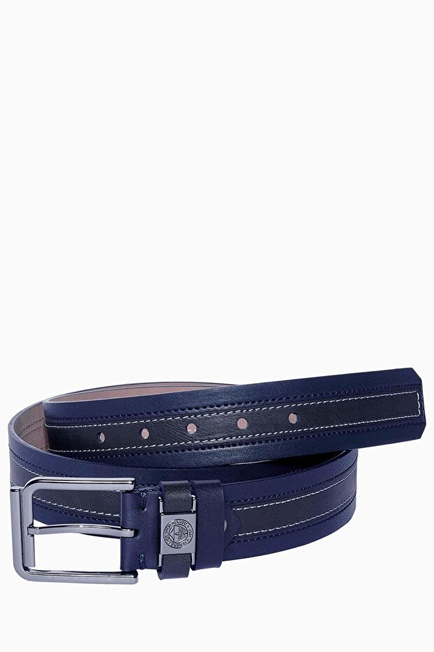 Genuine Leather Double Color Sports Belt Navy Blue - Ha097Eds28