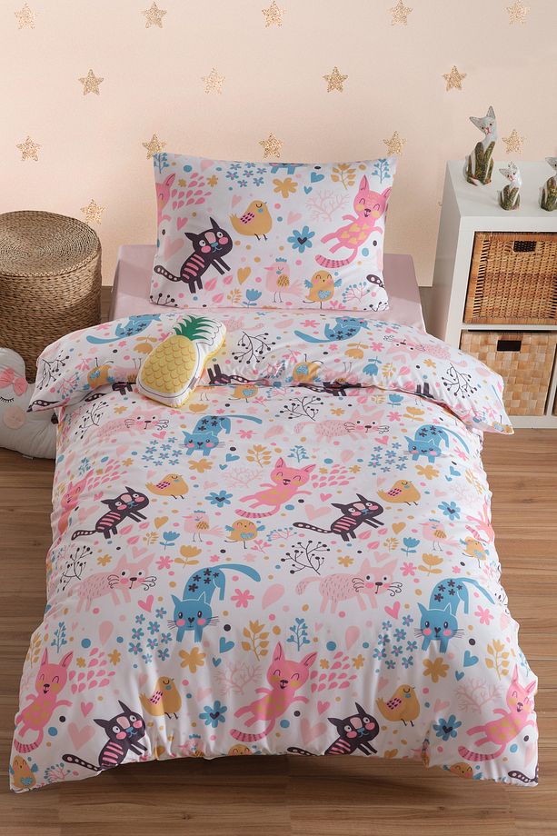 Tek Kişilik Pamuklu Nevresim Takımı 3 Parça – Mırmır Desen – Pembe / Yumuşak Dokulu - 2