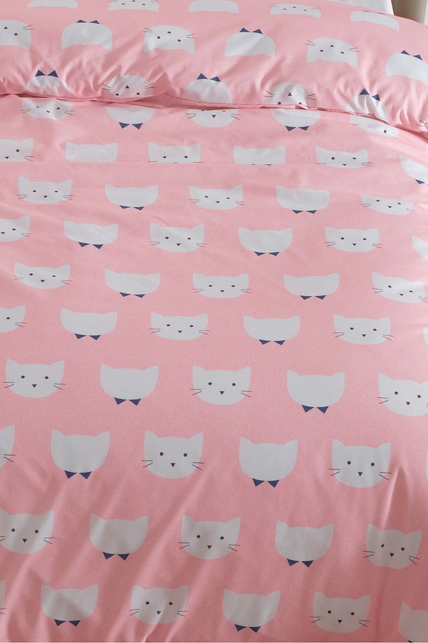 Tek Kişilik Pamuklu Nevresim Takımı 3 Parça – Pisipisi Desen – Pembe / Yumuşak Dokulu - 4