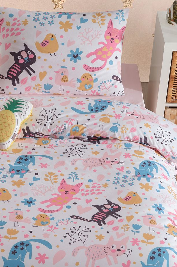 Tek Kişilik Pamuklu Nevresim Takımı 3 Parça – Mırmır Desen – Pembe / Yumuşak Dokulu - 3