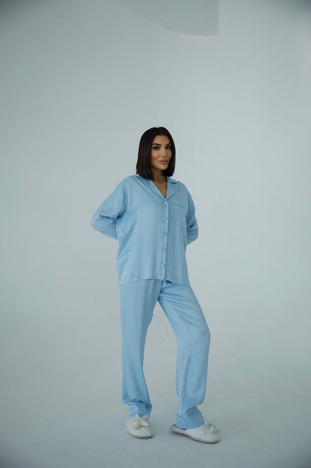 Sentimenti Perfetti Bebe Mavisi Floş Saten Uzun Pijama Takımı - 4