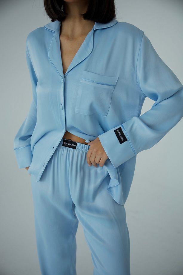 Sentimenti Perfetti Bebe Mavisi Floş Saten Uzun Pijama Takımı - 1