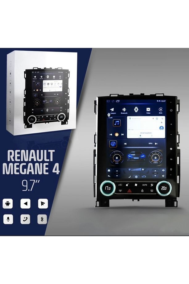 Renault Megane 4 Tesla Dijital Klima Göstergeli Gorilla Glass Ekran Androidauto & Carplay Multimedya - 1