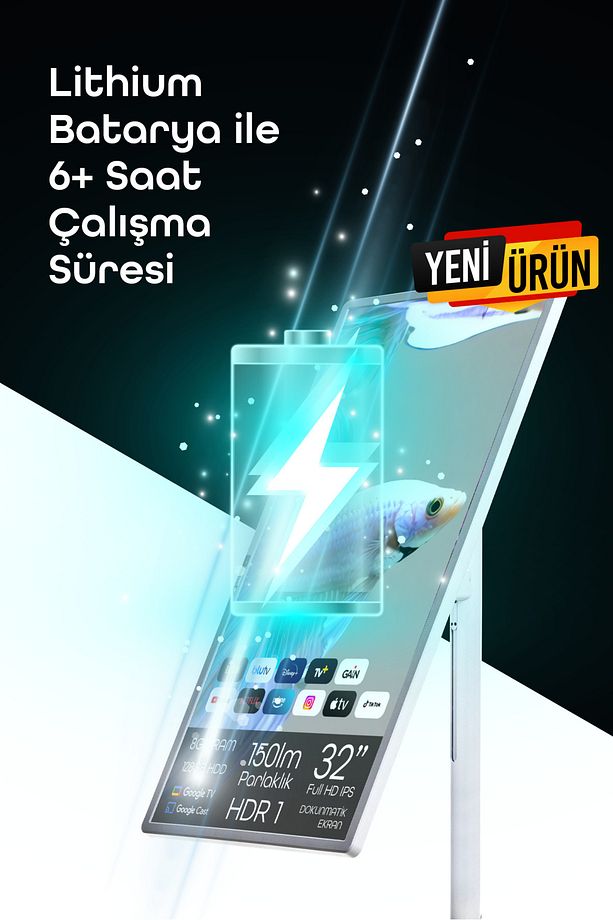 Plus 32 inç 80 Ekran FHD Taşınabilir Android Smart LED Ekran - 4