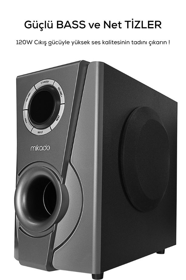 120w 5 1 Ses Sistemi Bluetooth Speaker 120w Usb Sd Fm Destekli Multimedia Hoparlör - 3