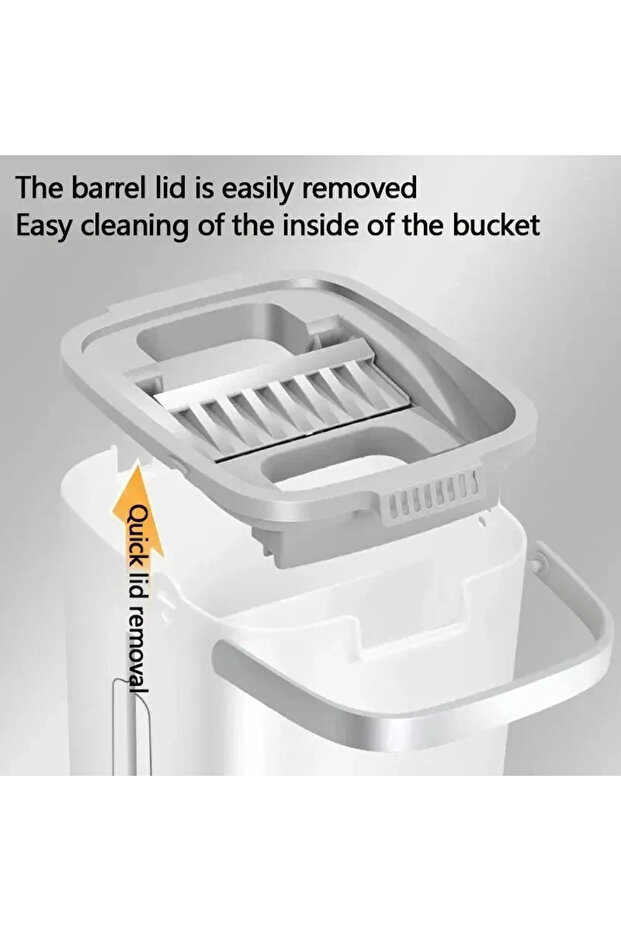 Flat Floor Mop and Bucket with Dry and Wet Bucket Set and 4 Replacement Pads,Handle,for Cleaning - 6