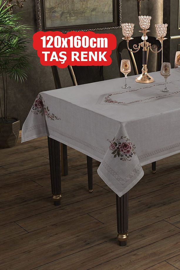 Masa Örtüsü, Dijital Baskılı Kanaviçe Tek Masa Örtüsü, Desenli Leke Tutmaz 120x160cm Masa Örtüsü - 1
