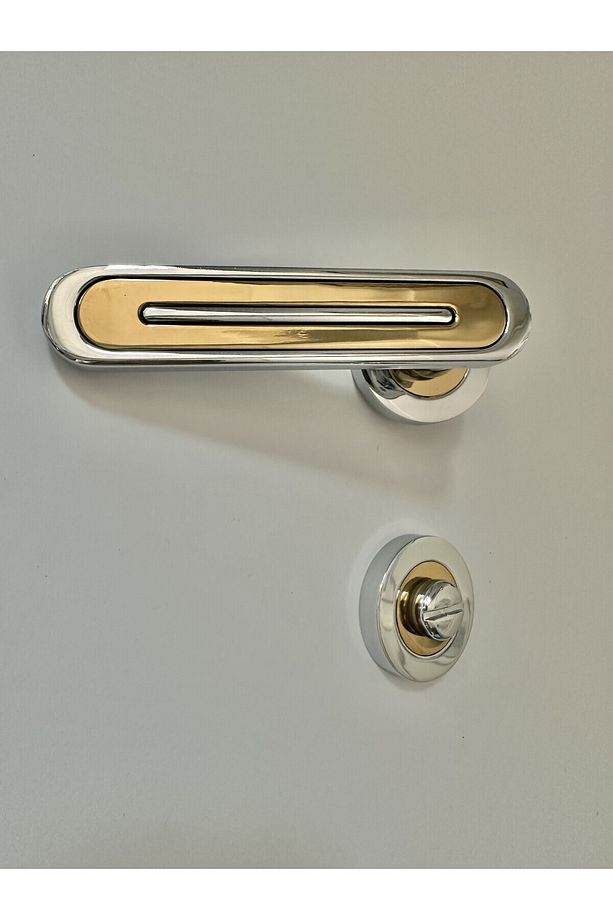 Kubik Krom Albirifin Rozetli Wc Kapı Kolu (1TK-ÖN VE ARKA) - 3