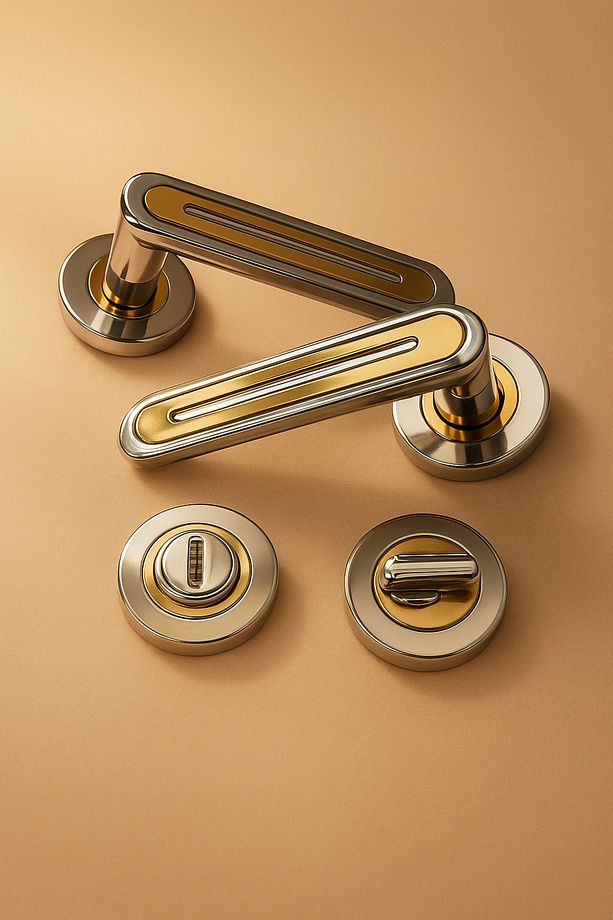 Kubik Krom Albirifin Rozetli Wc Kapı Kolu (1TK-ÖN VE ARKA) - 1