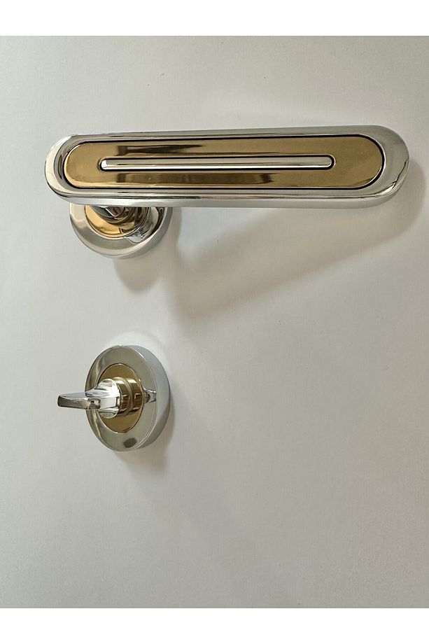 Kubik Krom Albirifin Rozetli Wc Kapı Kolu (1TK-ÖN VE ARKA) - 2