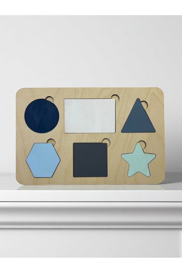 Ocean Shapes Puzzle, Wooden Match-And-Put Puzzle, Colorful Educational Puzzle, Shape Learning