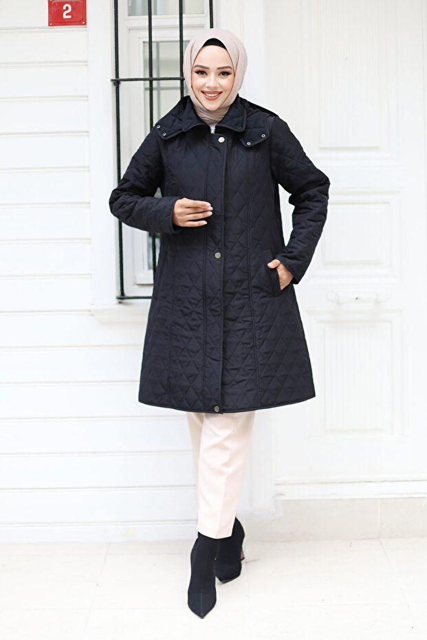 Velbua Coated Hooded Quilted Coat Tsd240934 Black