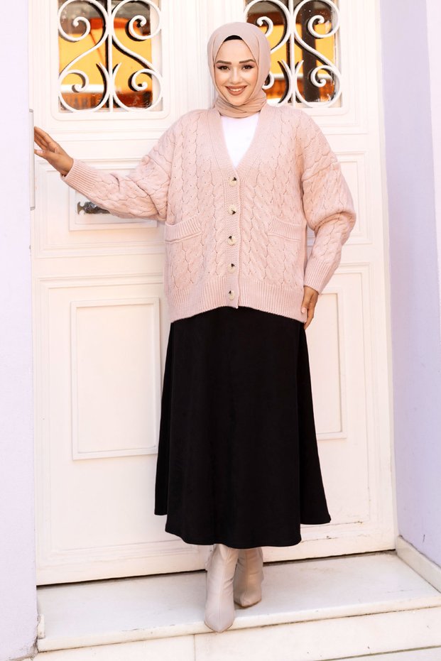Buttoned Pocketed Knitwear Cardigan Tsd240716 Powder