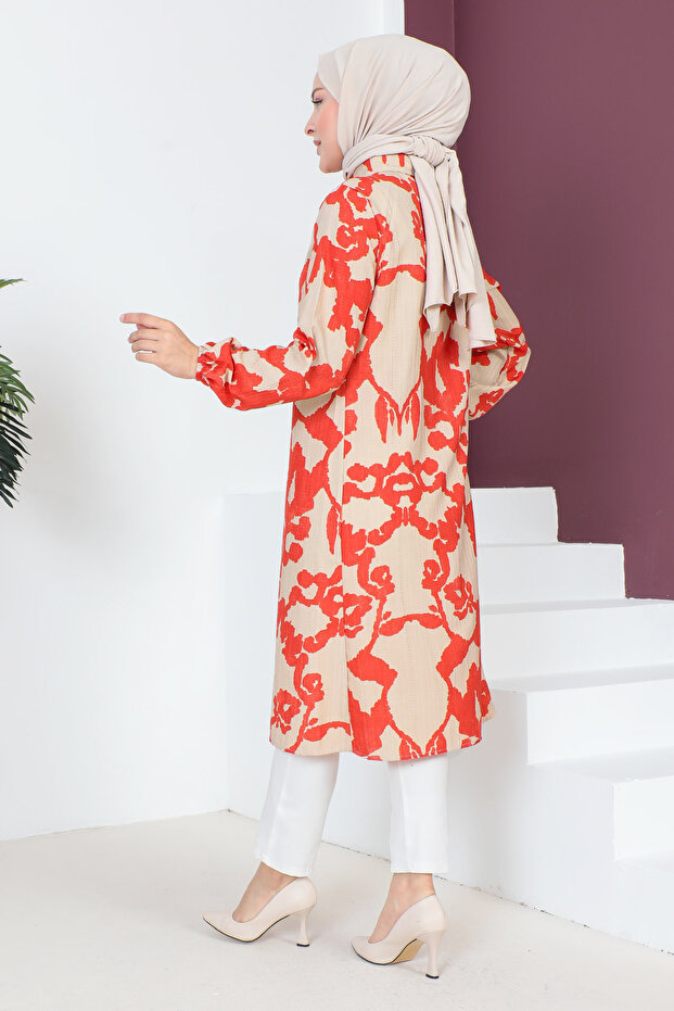 Gombos tunika TSD230707 Piros - 5