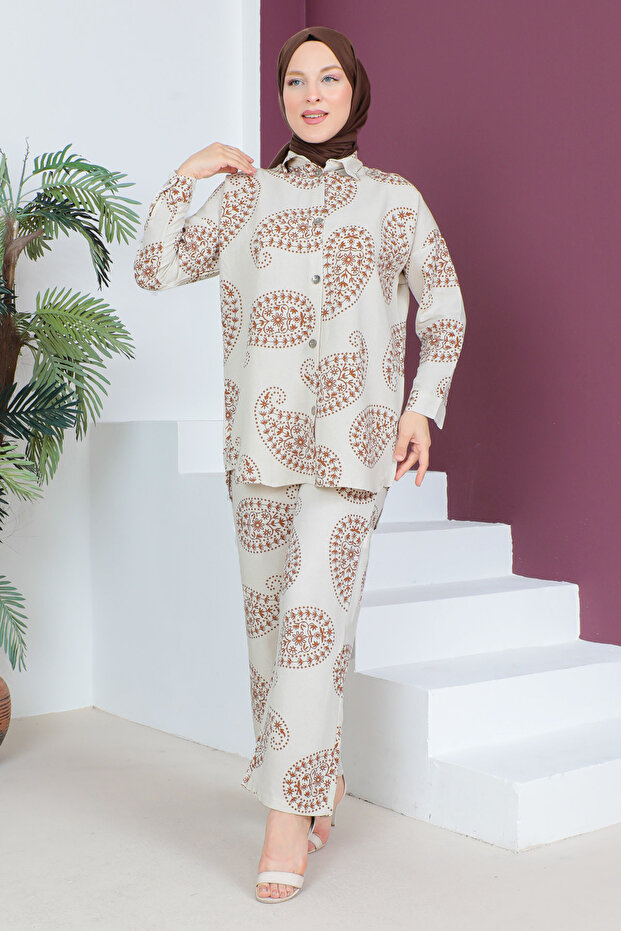 Patterned Double Suit TSD230535 Brown