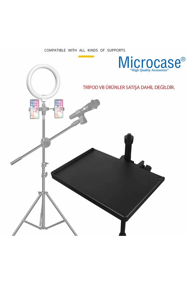 Tripodlara Monte Universal Sehpa Notebook Mikrofon Kitap vb Malzeme Rafı 240x175mm - AL5292 - 7