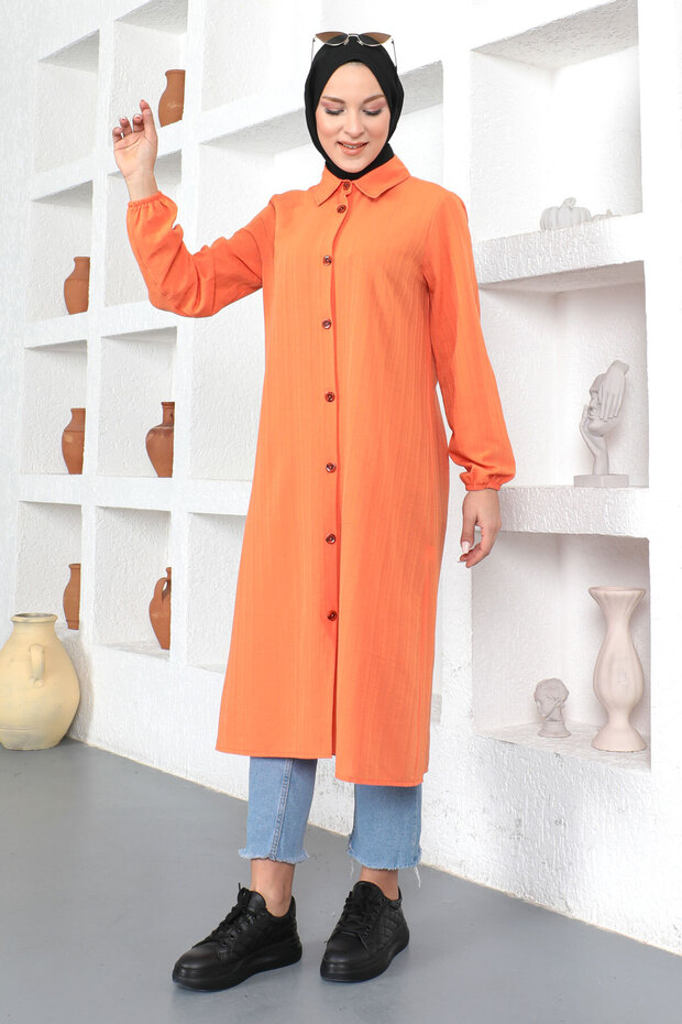 Hosszú hosszúságú tunika Tsd230359 narancs - 2