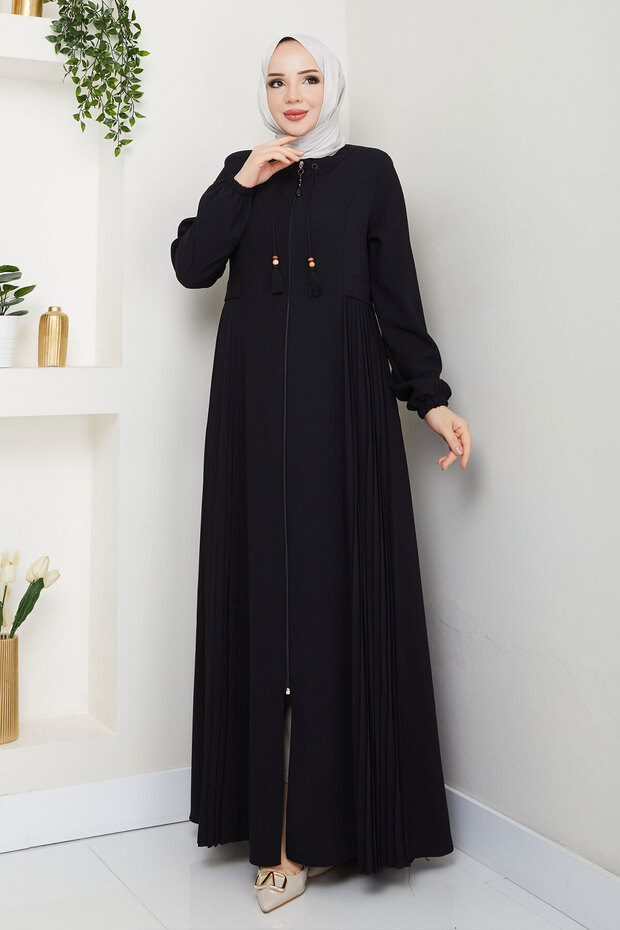 Pleated Hijab Ferace Tsd250169 Black