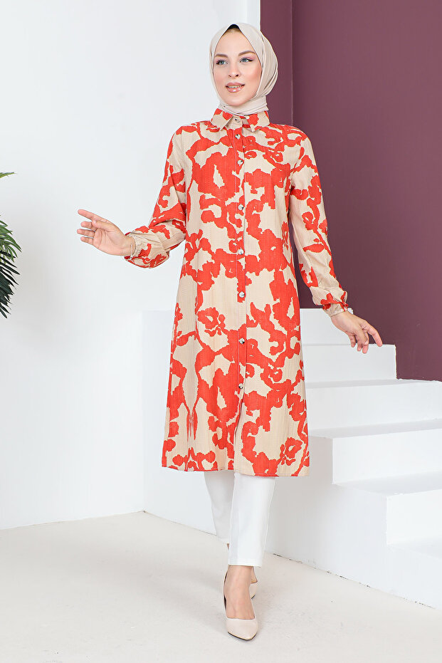 Gombos tunika TSD230707 Piros - 3