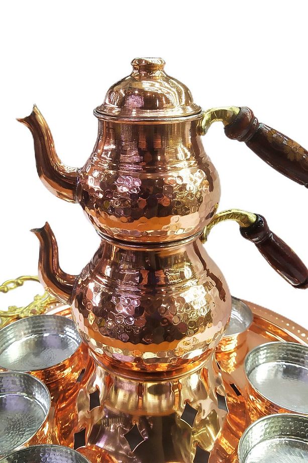 El Yapımı %100 Bakır Kahvaltı Seti Ve Bakır Çaydanlık - 3