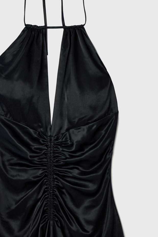 Night Zoom Büzgülü Örme Elbise - 8