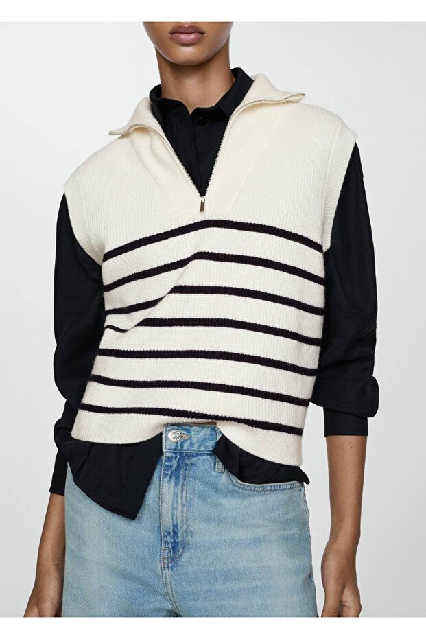 Triko fermuarlı yelek - 1