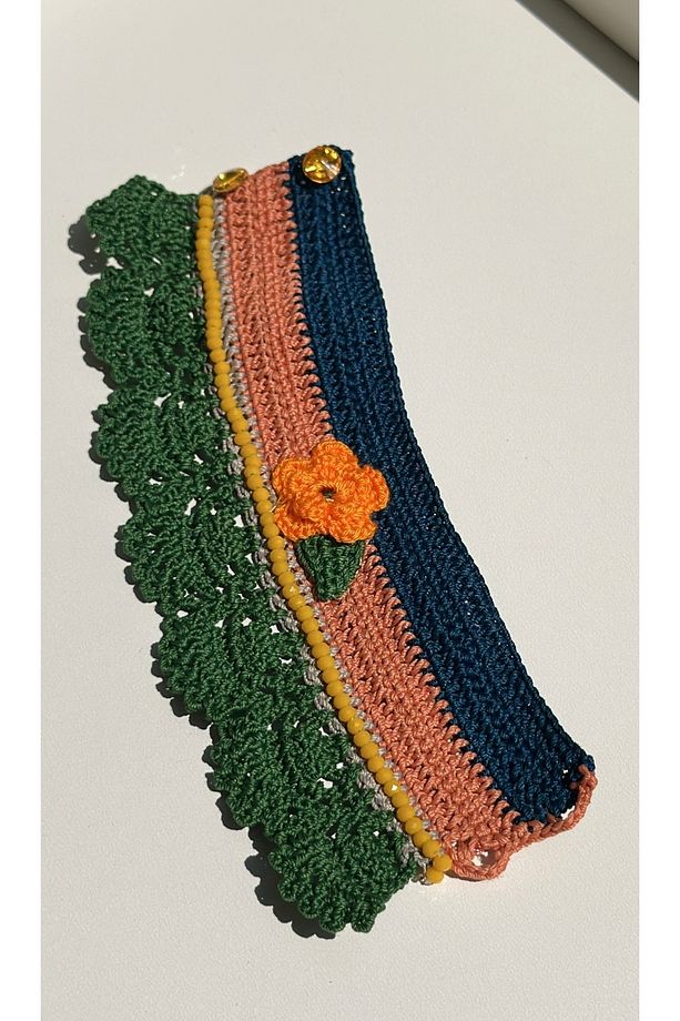 Özel Tasarım Bileklik Renklerin Ve Motiflerin Cümbüşü / Örgü Zemin , Motif Işlemeler Ve Taşlar - 5