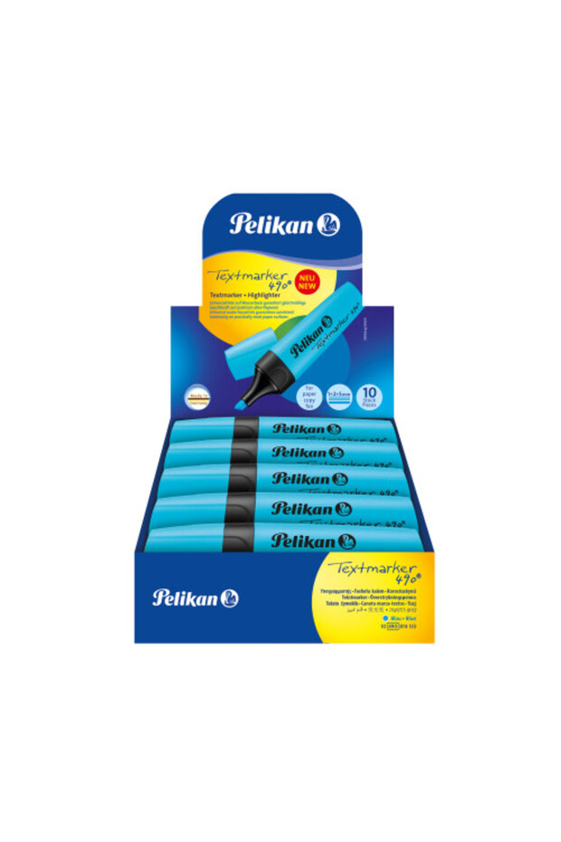 490 Highlighter 10 Pieces Box - Blue