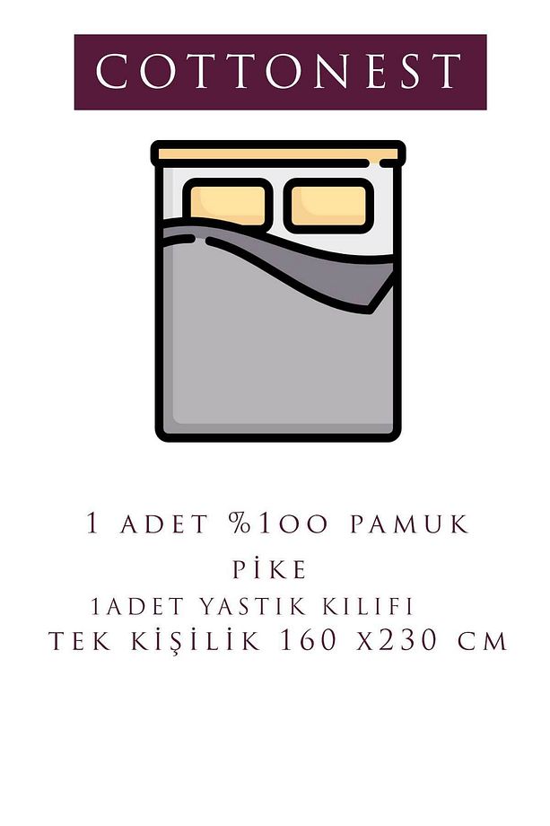TEK KİŞİLİK ÖRGÜ PİKE YATAK ÖRTÜSÜ YASTIKLI - 4
