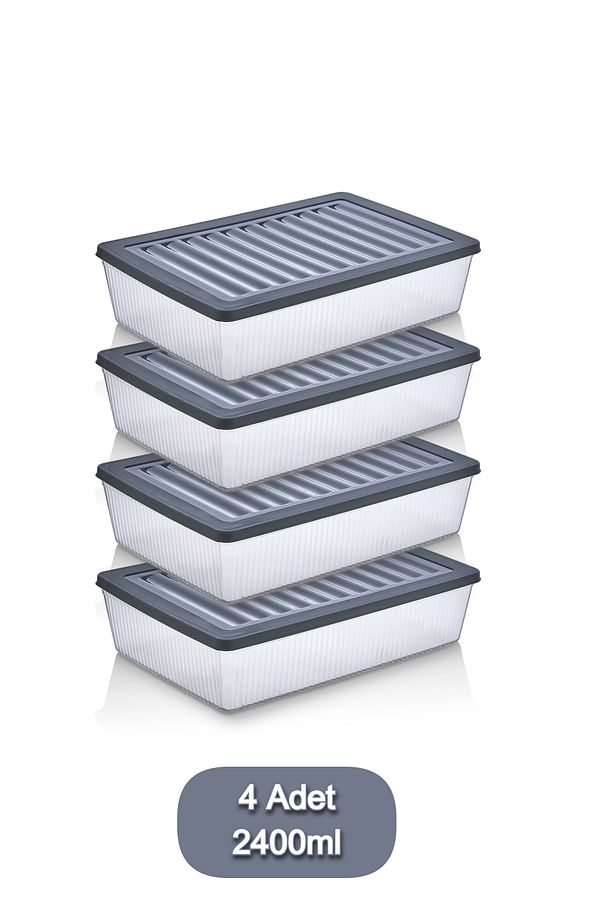 4'Lü Set Buzdolabı Organizer Mikrodalga ve Difrize Uygun Saklama Kabı 4 X 2400 ml - 2