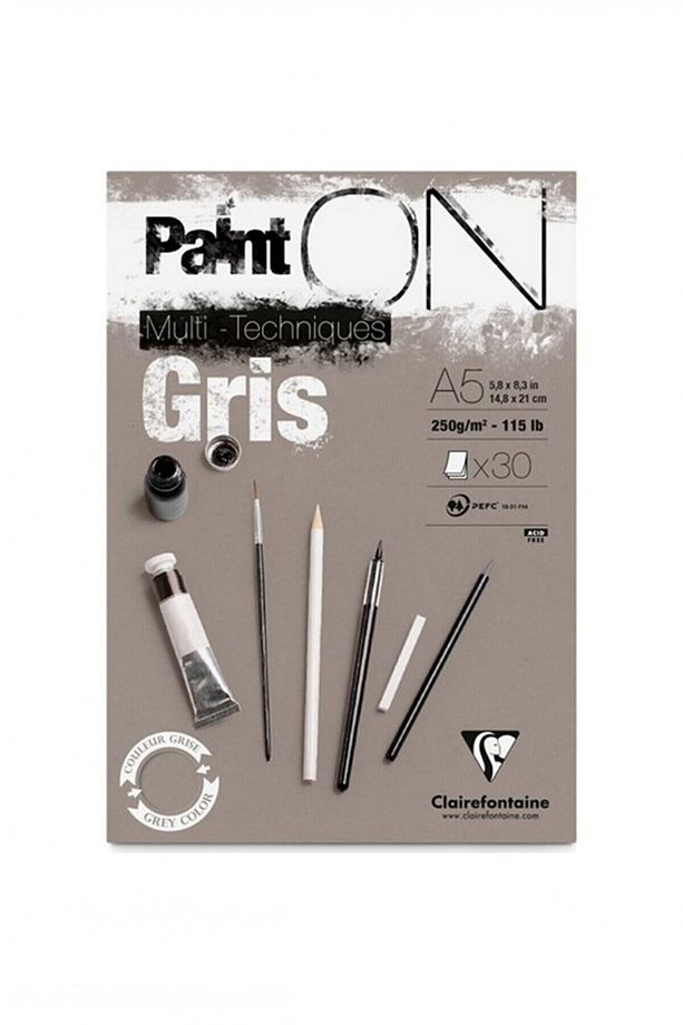 Paint On Dikişli 250gr 30yp A5 Çok Amaçlı Çizim Blok - Gri Kağıt - 1